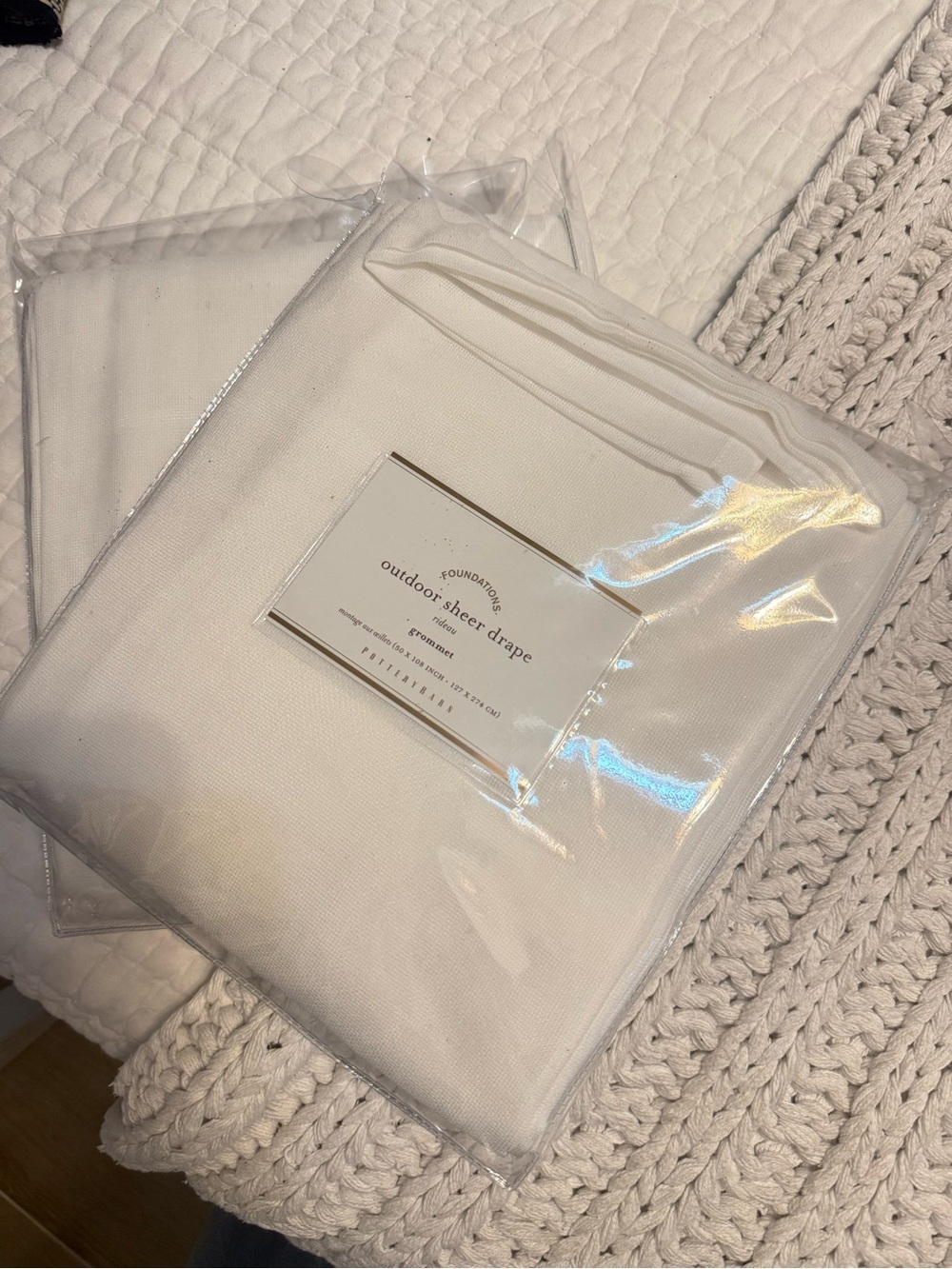 NWT Pottery Barn Sheer Outdoor Curtain Panels 50x108 White - Set of 2